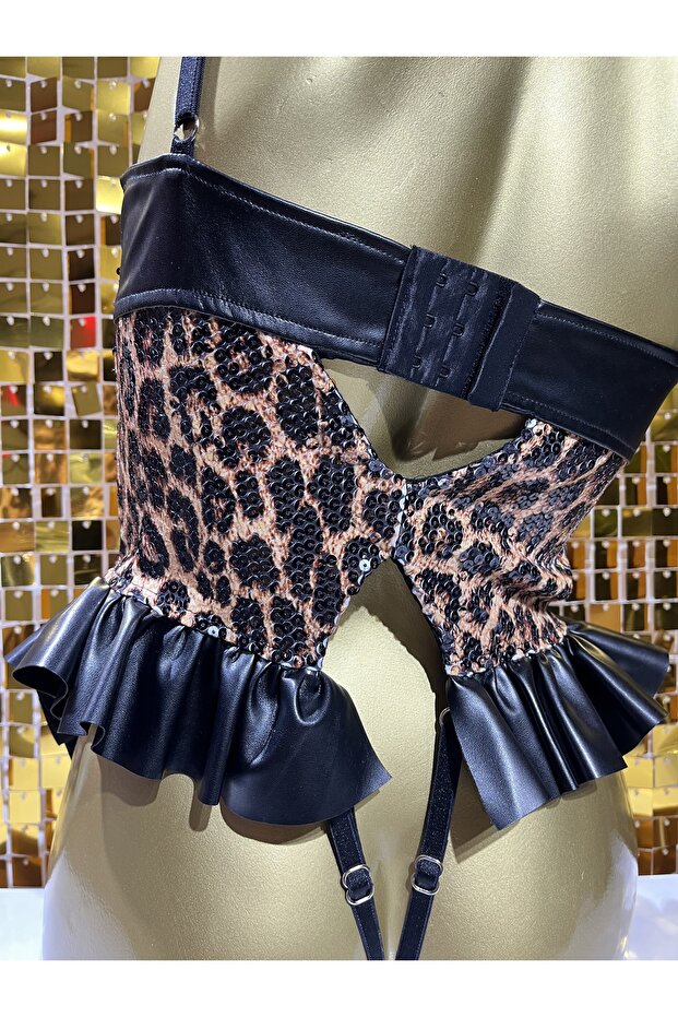 Deri Leopar Bodysuit - 4