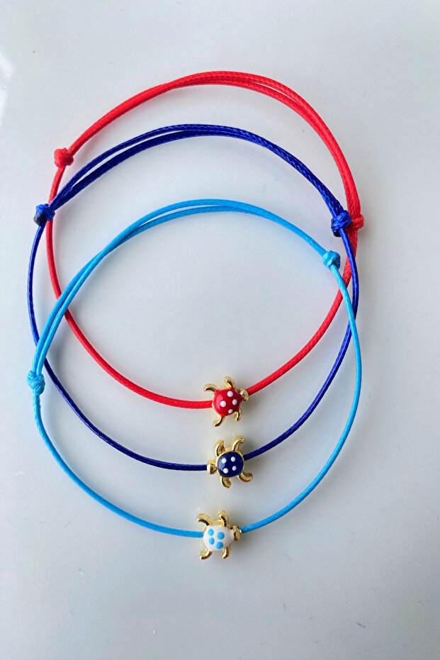 3-Piece Ladybug Slide Lock Mesh Bracelet