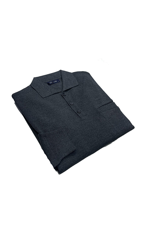 Fire Steel Knitted Polo Collar Sweater-1023