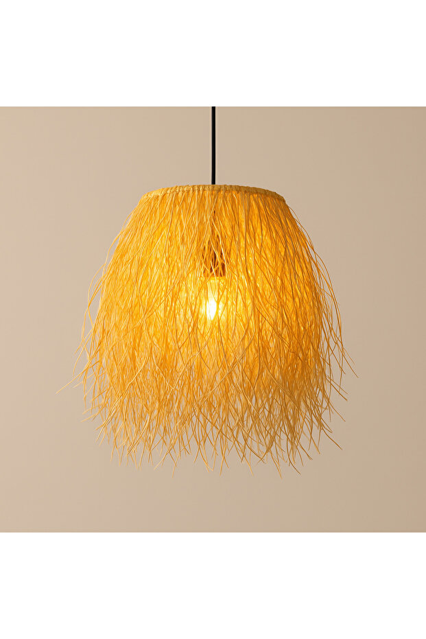 Handmade Rafya Avize Doğal Rafya İpli Kağıt İp El Yapımı Sarkıt Avize - 4