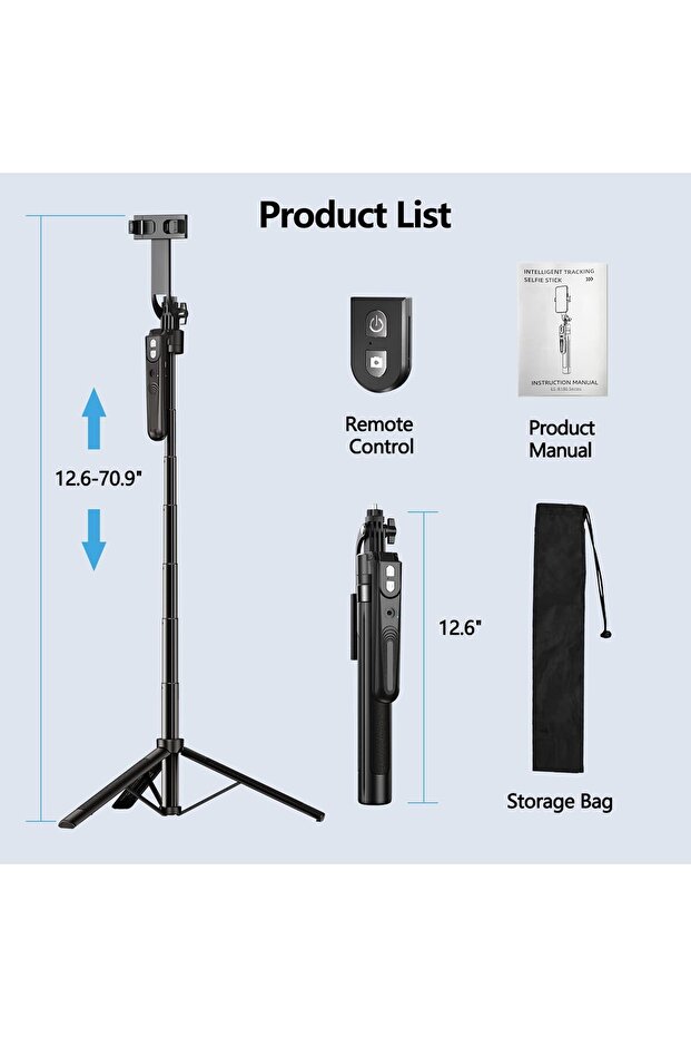 Auto Face Tracking Tripod 360° Rotation Stand, 70.9\" Motion Sensor Phone Tripod - 6