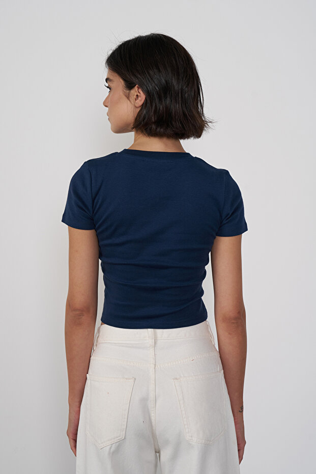 Baskılı Crop Tshirt - 4