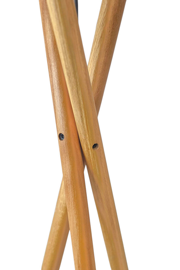 Bohem Ahşap Ayaklı Tripod Beyaz Başlıklı Lambader/Abajur - 3