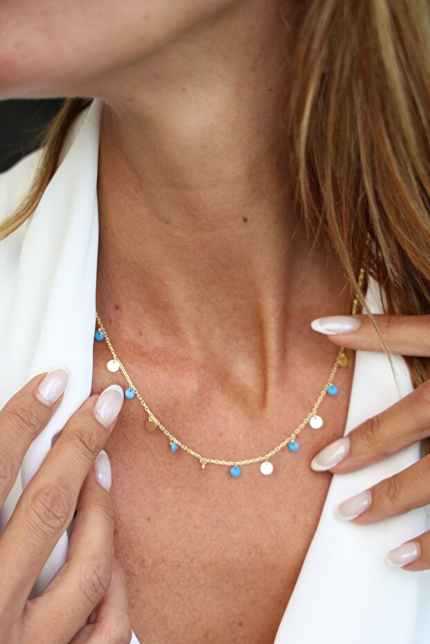 Turkuaz Pul Kolye - 4