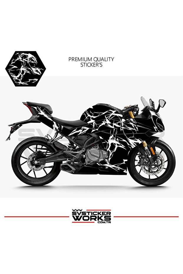 ملصق تزيين لدراجة CFMOTO 250SR، طقم جاهز لتزيين المحرك بتصميم البرق