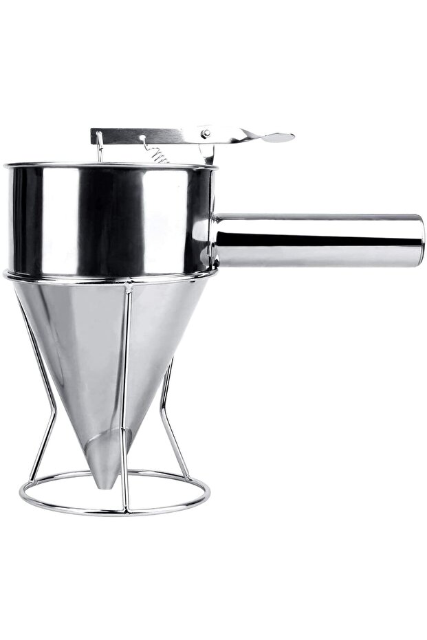 Stainless Steel Pancake Batter Dispenser, Funnel Dispenser with Stand for Takoyaki and Ba