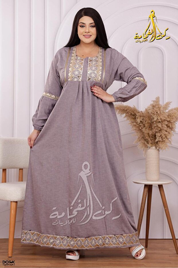 Linen abaya made of light and comfortable linen material with an elegant and modern design, ideal for everyday use - 1