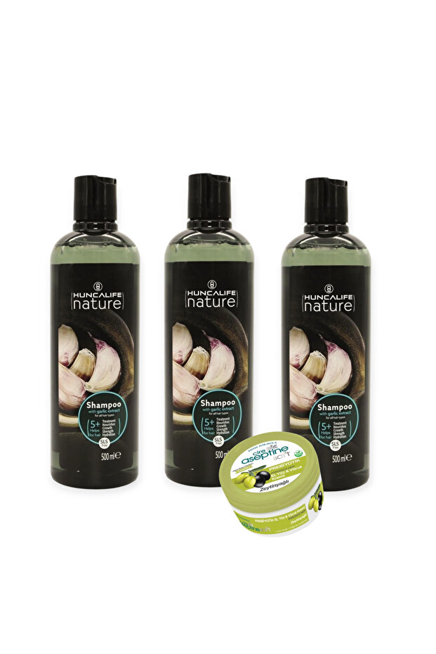 Nature Sarımsaklı Şampuan 500 Ml – Dökülme Karşıtı Bitkisel Şampuan 3 Adet - 1