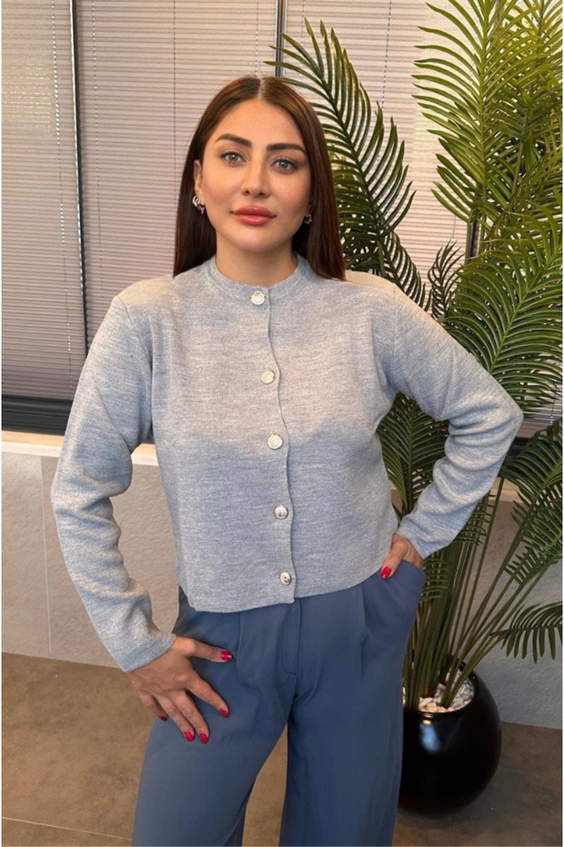 سترة بأزرار فضية رمادية - 1