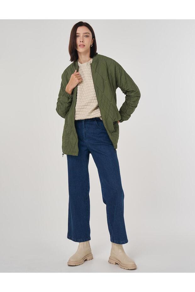 سترة بنمط منقوش باللون الأخضر الغابي - 2