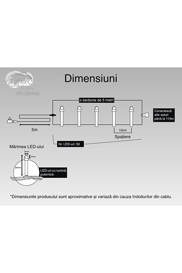 Christmas String Lights 5m, 50 LEDs, Multicolor, 8 Modes, Interconnectable - 6