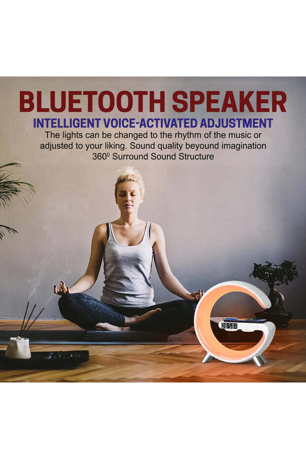 Multifunctional Smart Lamp App Control | Color Changing Bedside Lamp with BT Speaker (White) - 5