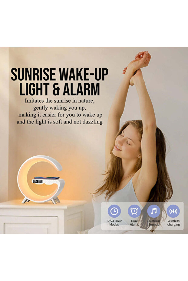 Multifunctional Smart Lamp App Control | Color Changing Bedside Lamp with BT Speaker (White) - 4