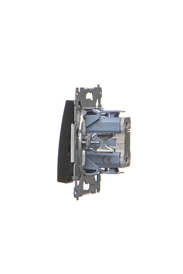 Single-pole switch with LED backlight, 10AX 250V module, quick connectors, black matt, Simon54 - 5