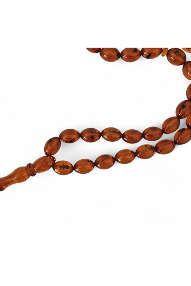 سبحة كهرمانية بنية اللون - 2