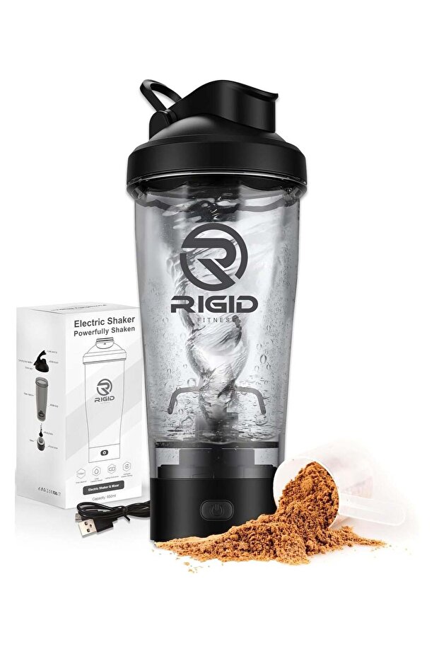 Electric Protein Shaker Bottle - USB Rechargeable, 650ml (Black)