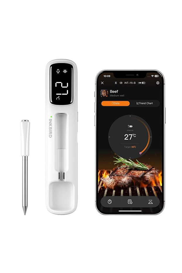 Wireless Meat Thermometer INT-11I-B (Bluetooth, LED Display)