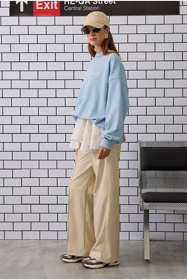 Nakışlı Sweatshirt Bebe Mavi - 4