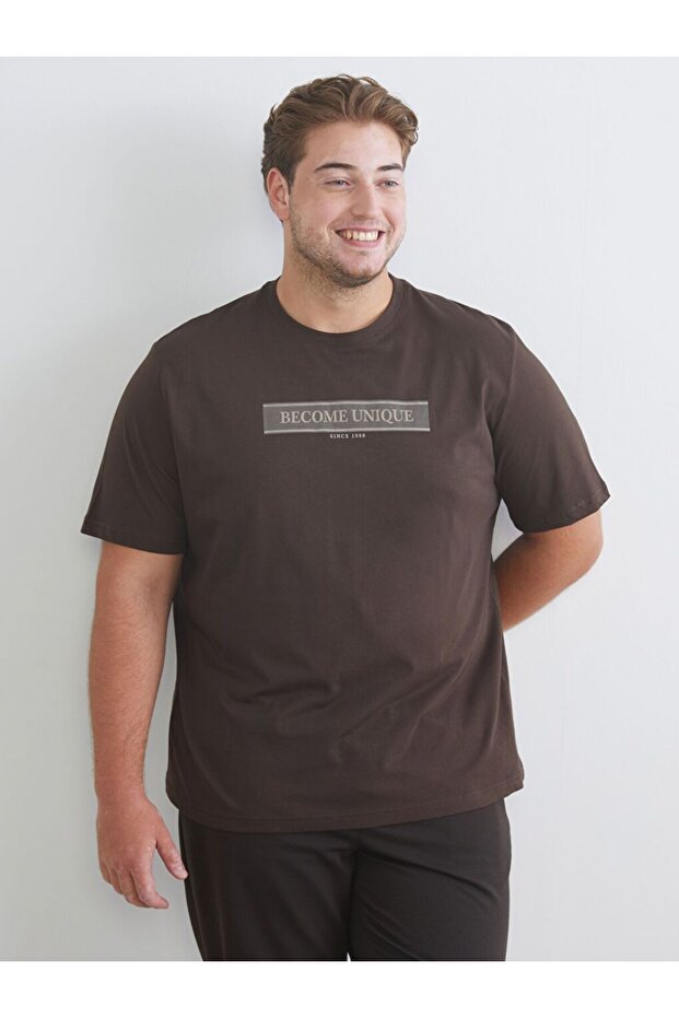 Plus Size Crew Neck Printed Men's T-Shirt