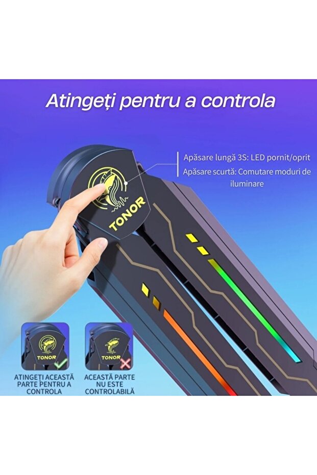 T90 Professional RGB Microphone Boom Arm (11 RGB Modes, 360° Adjustable, 5/8'' Mount, Support - 2