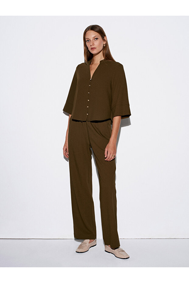 72195 Elastic Waist Casual Pants-Green