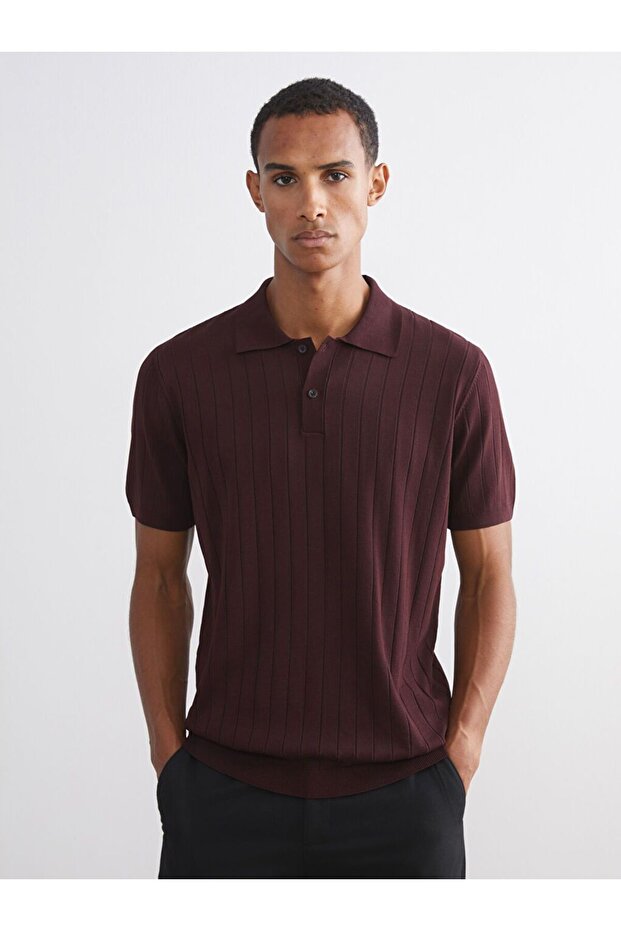 LCW Vision Polo Collar Short Sleeve Men's Knitwear Sweater