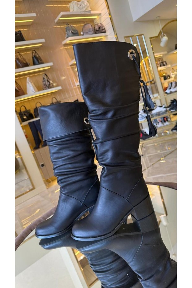 Genuine Leather Foldable Model Women's Boots