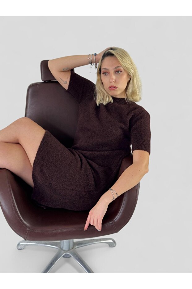 Triko Elbise Kadın Kahve - 5