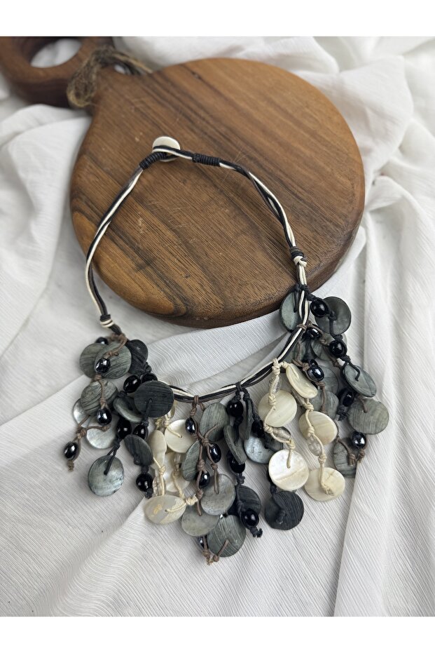 taşlı bohem kolye - 1