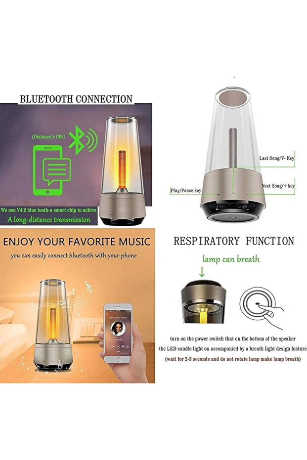 Candle Flame Lamp With Bluetooth Speaker - 3