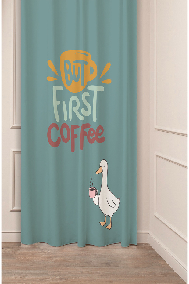Coffe Time Espresso Latte Coffee Time Bohemian Patterned Special Design Digital Printed Stylish Style Background Curtain