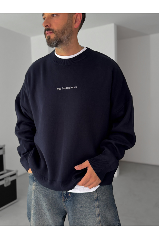 Lacivert Poison Örme Sweatshirt JJ-167 - 4