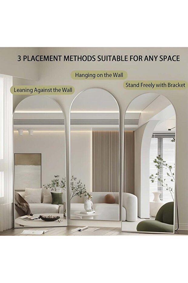 Large Mirror With Elegant Design150x50cm-full Length Mirror With Silver Metal Frame And Back Stand - 7