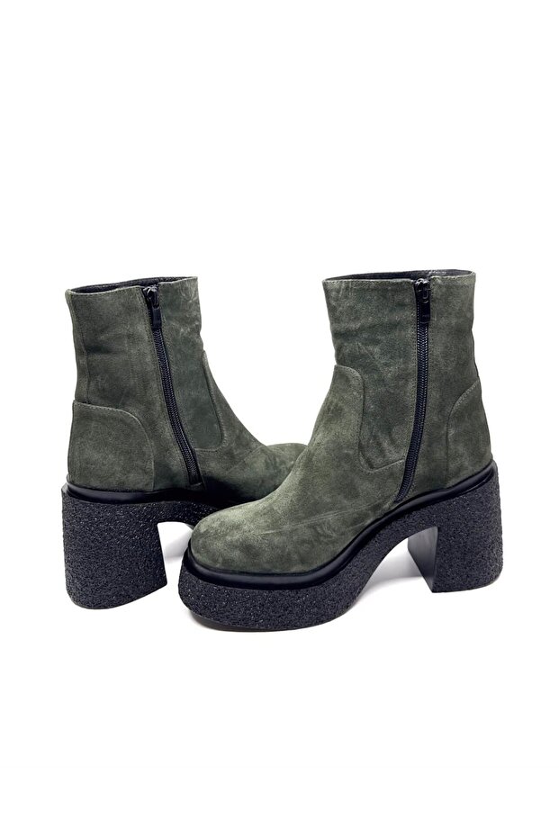 Thonex Yeşil Süet Kadın Bot - 4