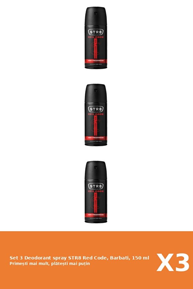 Set 3 Deodorant spray Red Code, Barbati, 150 ml - 1