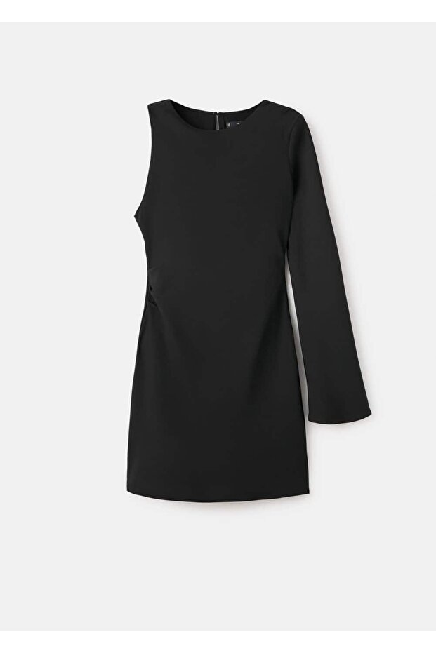 Asimetrik kollu elbise - 3