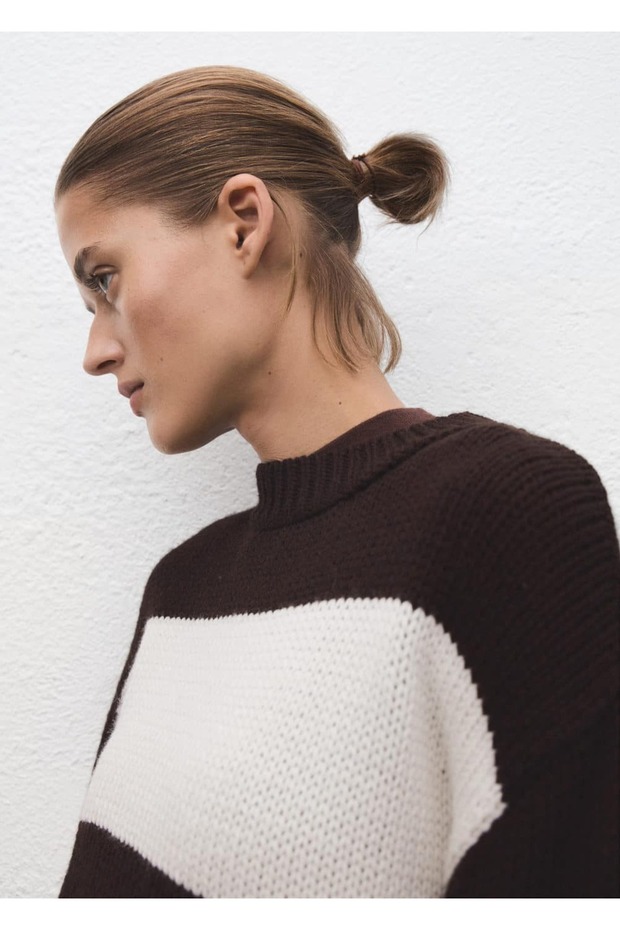 Çizgili triko kazak - 7