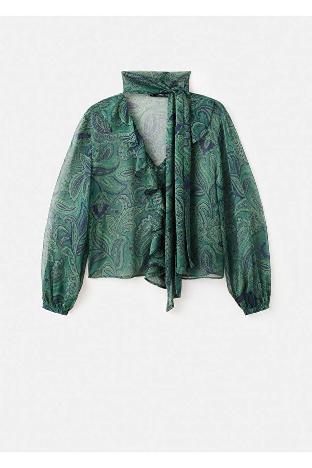 Şal desenli bluz - 3