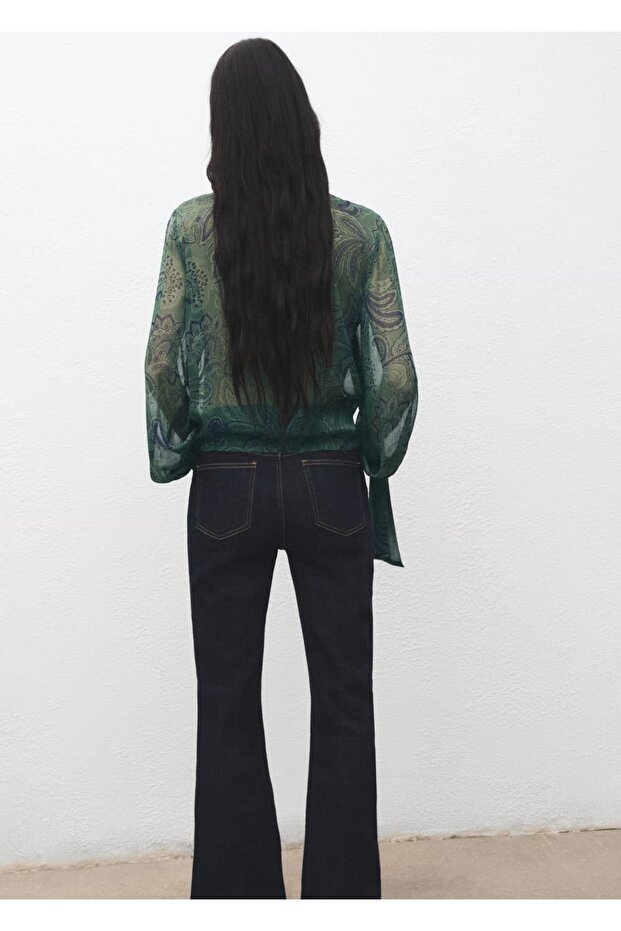 Şal desenli bluz - 4