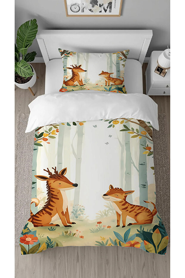 Cute Animals Patterned Digital Printed Special Design Single Children's Duvet Cover Set Without Sheets