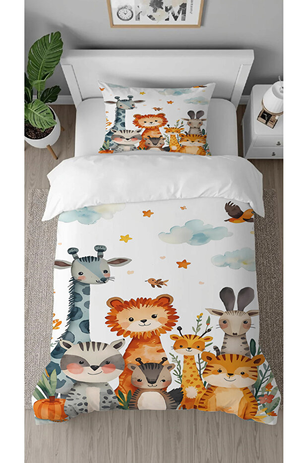 Cute Animals Patterned Digital Printed Special Design Single Children's Duvet Cover Set Without Sheets