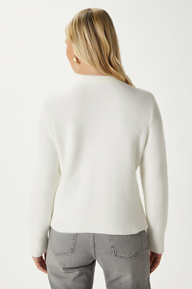 Wave Dalgalı Ekru Triko Kazak AQ763 - 6