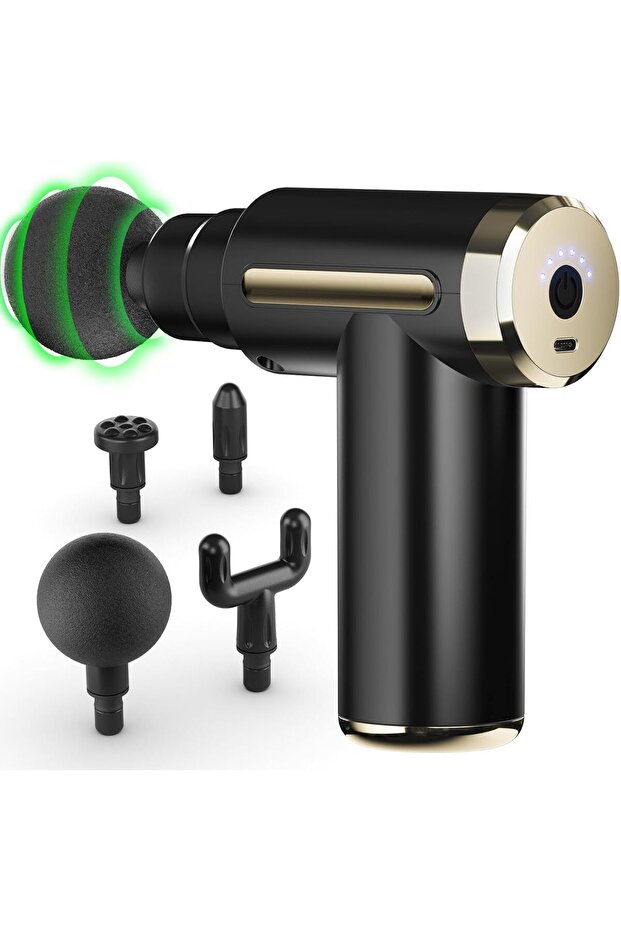 Massage Gun, Deep Tissue Handheld Massager (4 Heads, 6 Speeds)