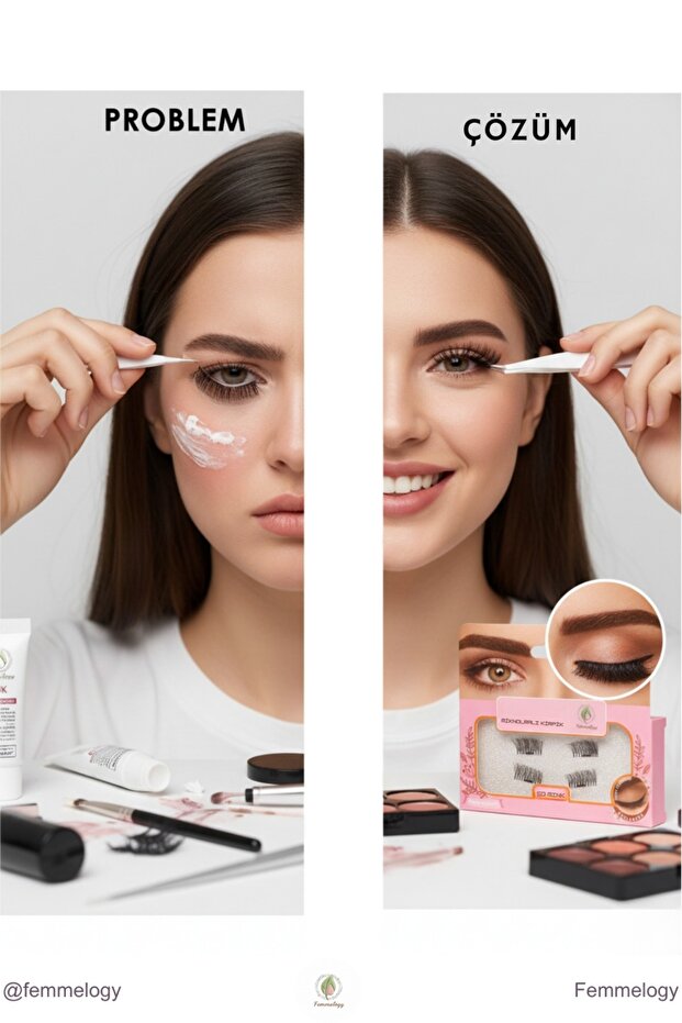 Manyetik Kirpik Seti Yapıştırıcısız Kolay Takılan 3D Doğal Hacimli Mıknatıslı Kirpik - 3
