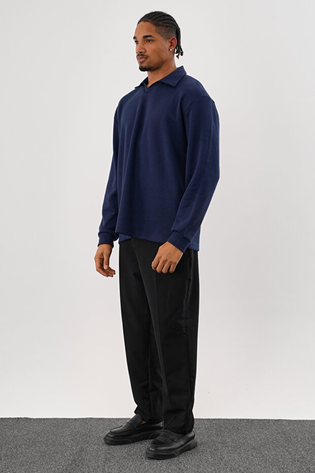 EASE Oversize Sweatshirt Lacivert - 5