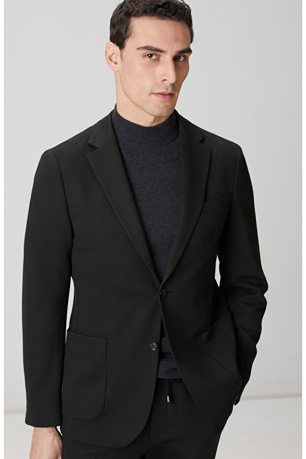 Siyah Örme Takım Elbise - 2