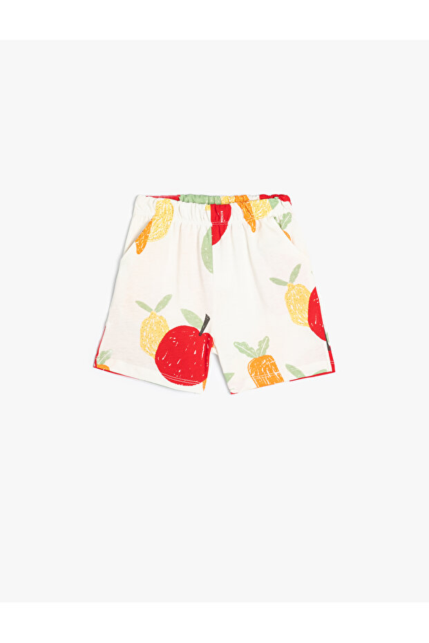 Baby Boy's White Cotton Printed Short - 1