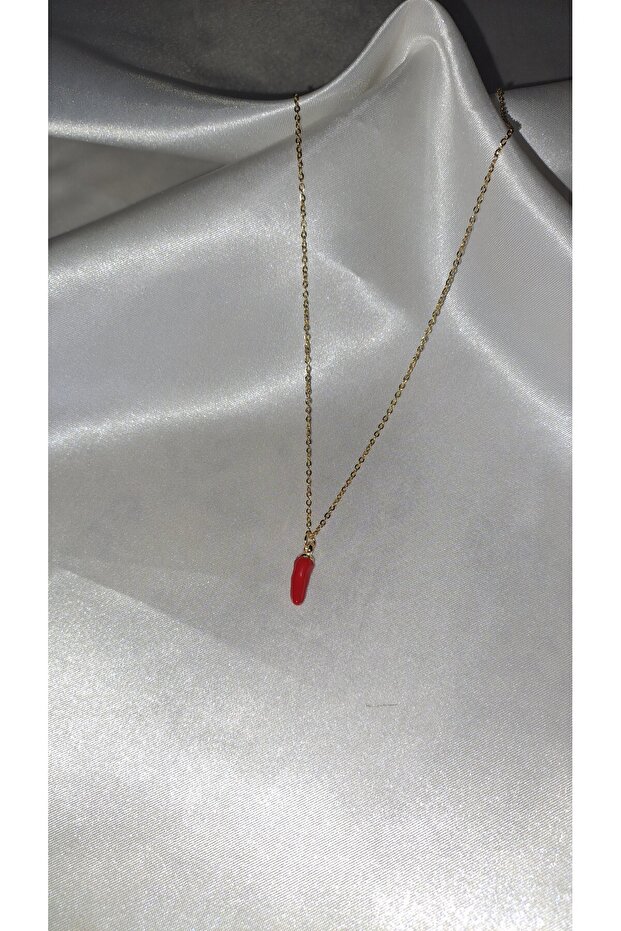 Steel Pepper Necklace Cornicello Red Pepper Necklace