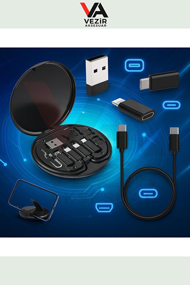Seyahat Kablo Kutusu | 60W Güç Destekli 5'i 1 Arada USB Type-C Şarj Seti - 1