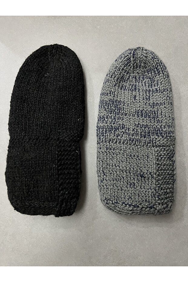 2 Çift El Örgüsü Sıcak tutan kışlık Patik 47 Numara - 1